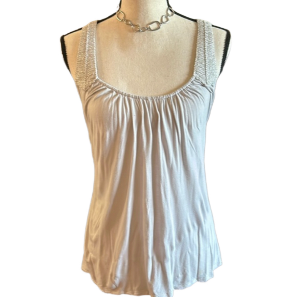 Love notes maternity tank top in grey with silver sparkling straps. Size small